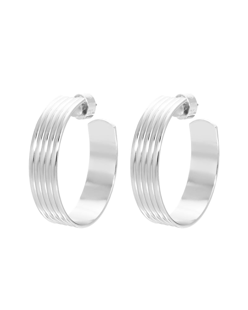 Front of a size one-size-fits-all 1.25" Logan Hoops Silver in Silver by Eklexic. | dia_product_style_image_id:285627